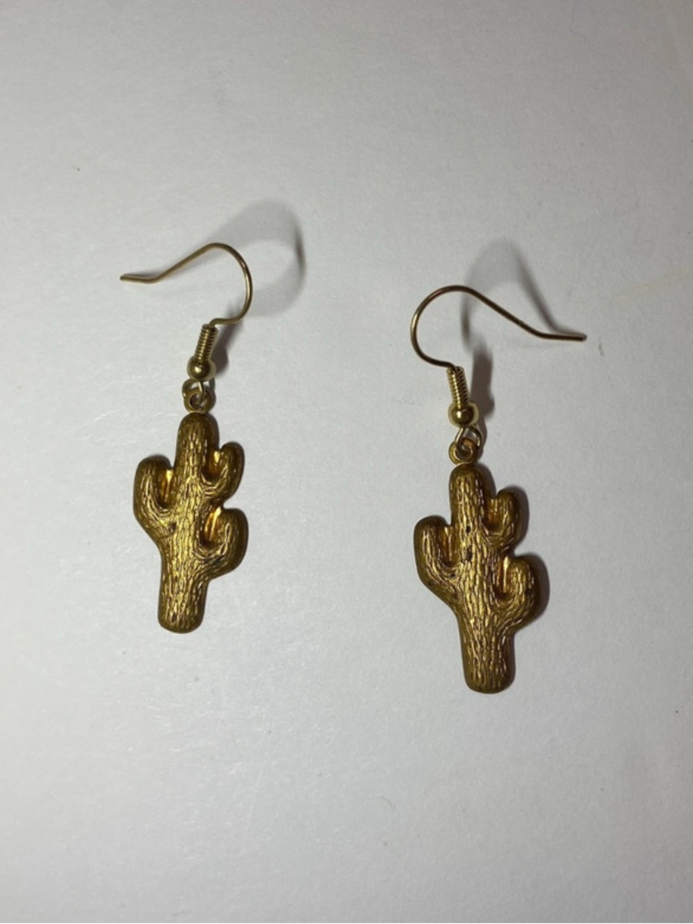 Gold Tone Cactus Dangle Earrings - Women's Jewelry